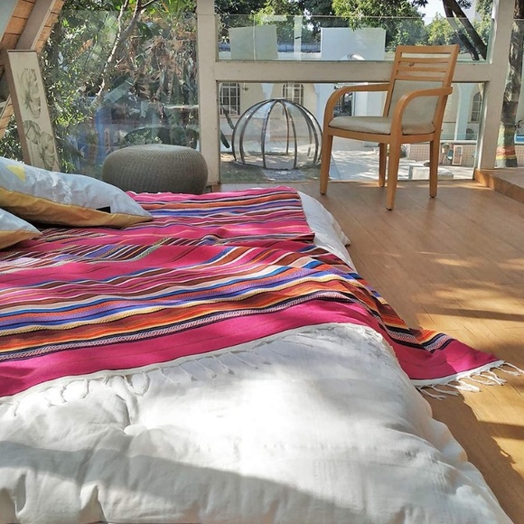 Mexican Inspired Serape Artisan Throw Blanket - Picture 3 of 7